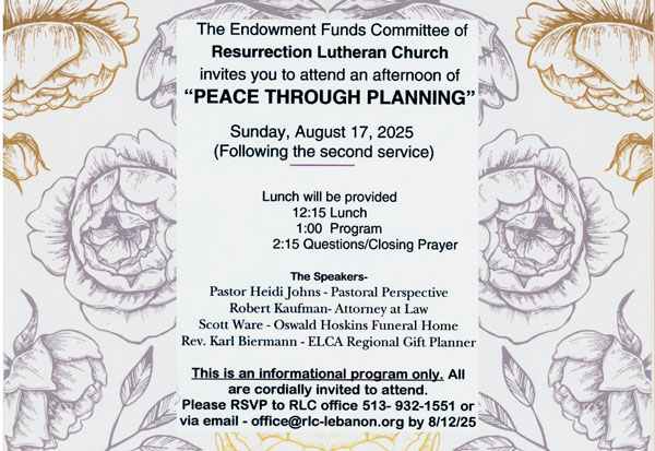 Invitation to "Peace thru Planning"